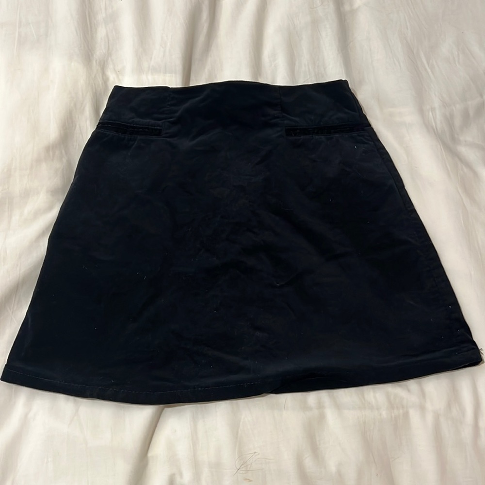 copper key black velvet mini skirt